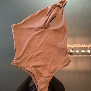 Fashion Nova Chocolate Brown One-Shoulder Top